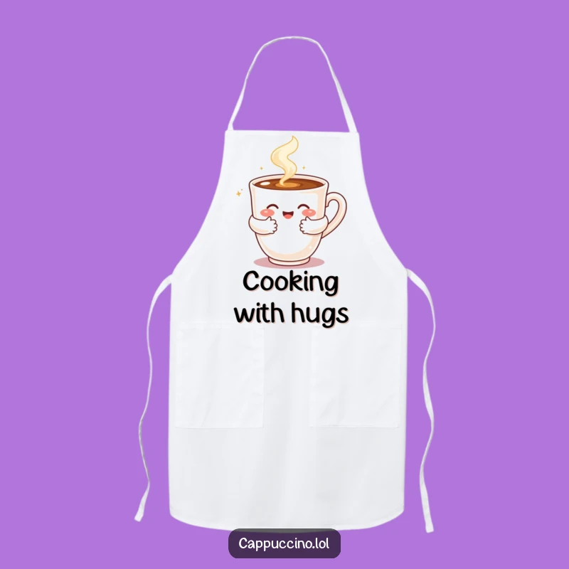 Funny Cappuccino Hug Apron: Cook with Warmth from a Steaming Coffee Gift