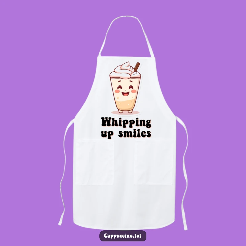 Funny Apron: Cheerful Cappuccino Smile - Kitchen Happiness Gift