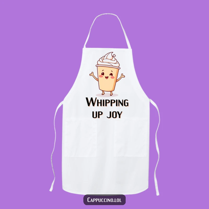Funny Cappuccino Dance Apron: Cheery Coffee Cup Character - Kitchen Fun Gift