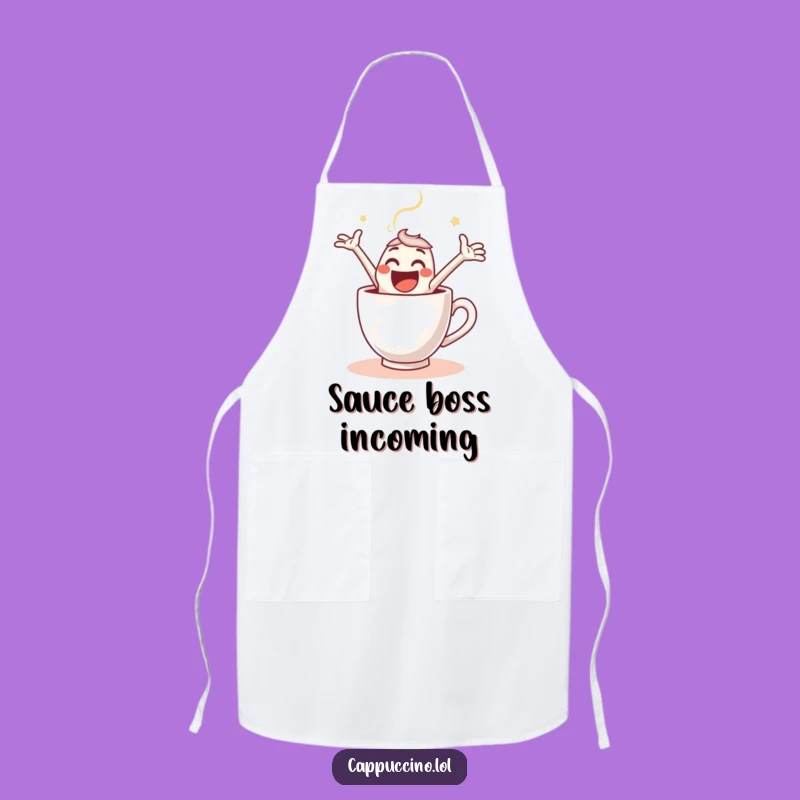 Funny Espresso Leap Apron: Joyful Coffee Shot Character - Kitchen Humor Gift
