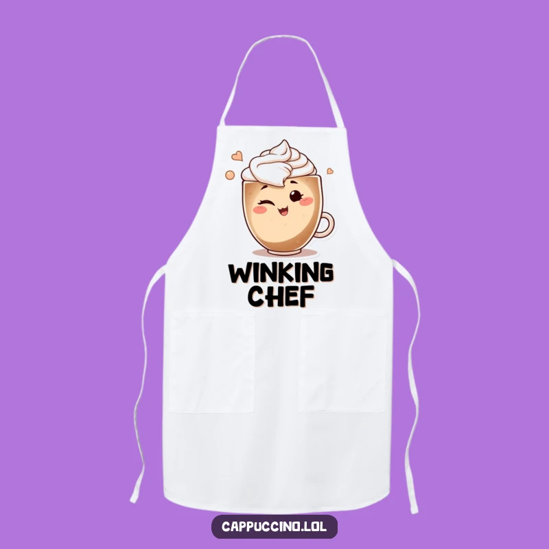 Funny Winking Cappuccino Apron: Playful Style in the Kitchen, Art Swirl Gift