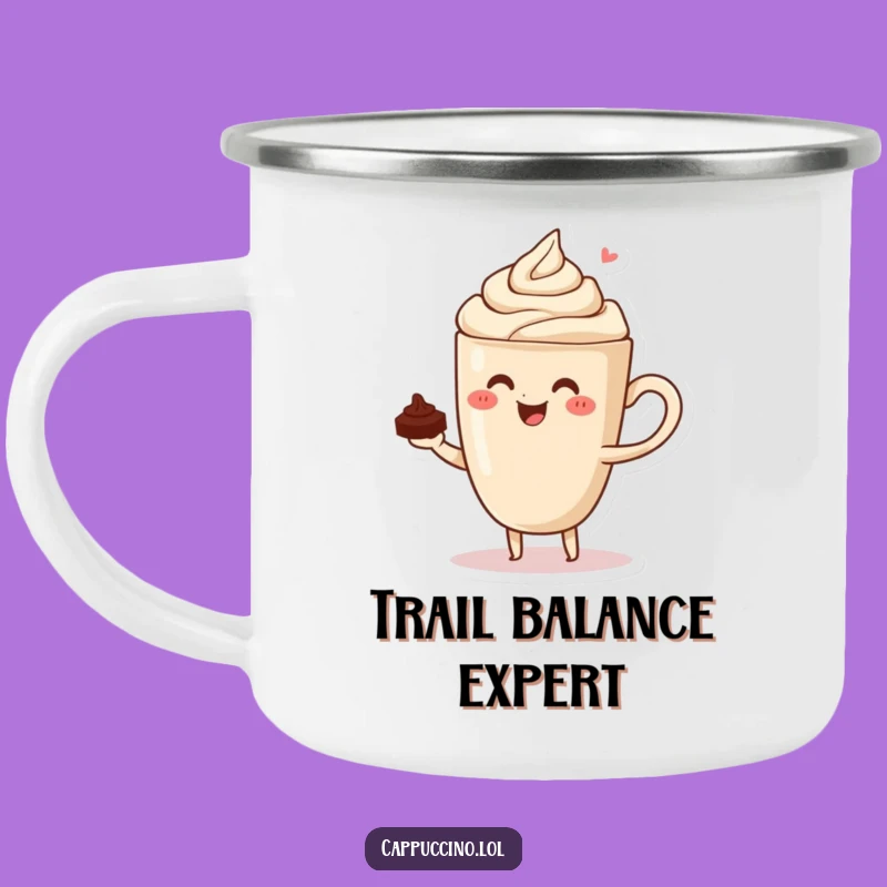 Funny Cappuccino Balance Camping Mug: Steady Sips Outdoors!