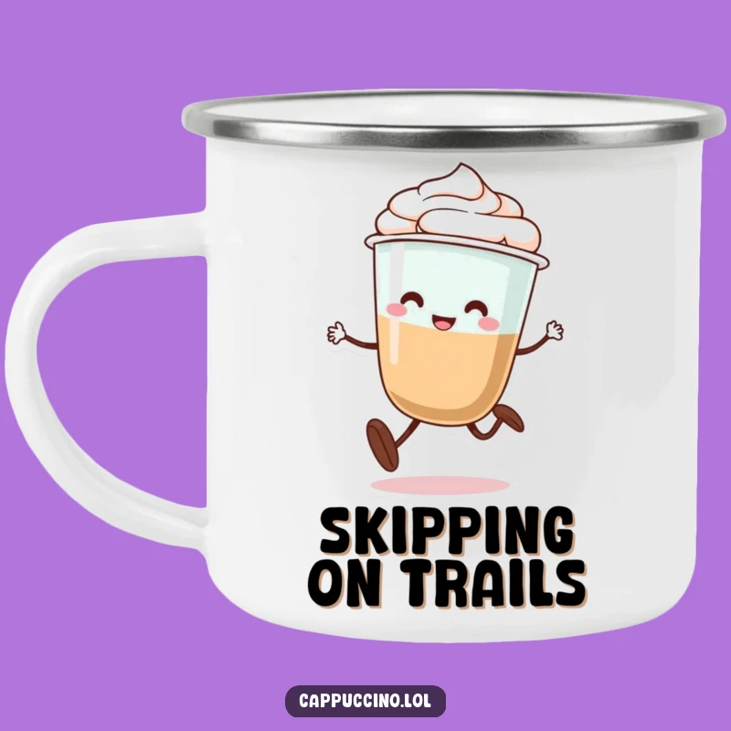 Funny Cappuccino Skip Camping Mug: Playful Sips Outdoors, A Coffee Character Gift
