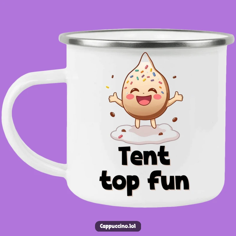 Funny Sprinkle Laugh Camping Mug: Bouncing Character Outdoor Cup, Perfect Funny Gift!