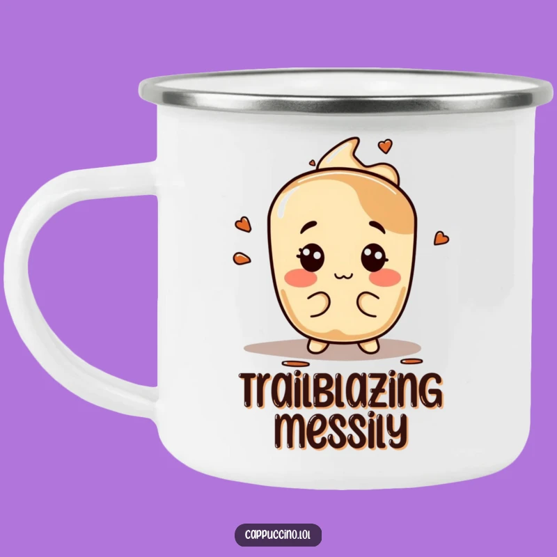 Funny Espresso Stain Camping Mug: Silly Face, Outdoor Coffee Gift