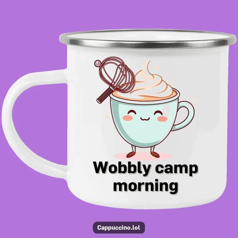 Funny Balancing Camping Mug: Rugged Wobbly Cappuccino Cup Character Whisk Cup