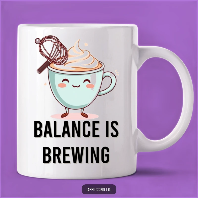 Funny Balancing Mug: Wobbly Cappuccino Cup Character Whisk Gift