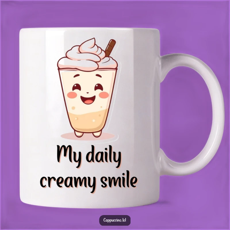 Funny Cappuccino Character Mug: Cheerful Smile Gift for Coffee Lovers