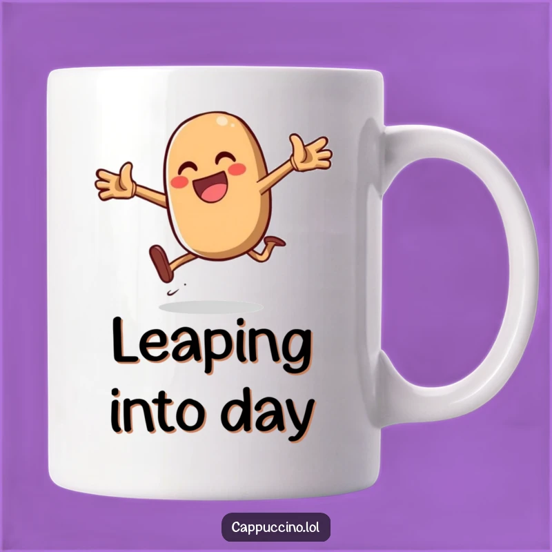 Funny Daring Jump Bean Mug: Gleeful Character's Energy, Perfect Funny Gift for Coffee Enthusiasts!