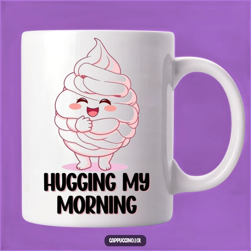 Funny Whipped Cream Hug Mug: Excited Character, Sweet Gift Idea