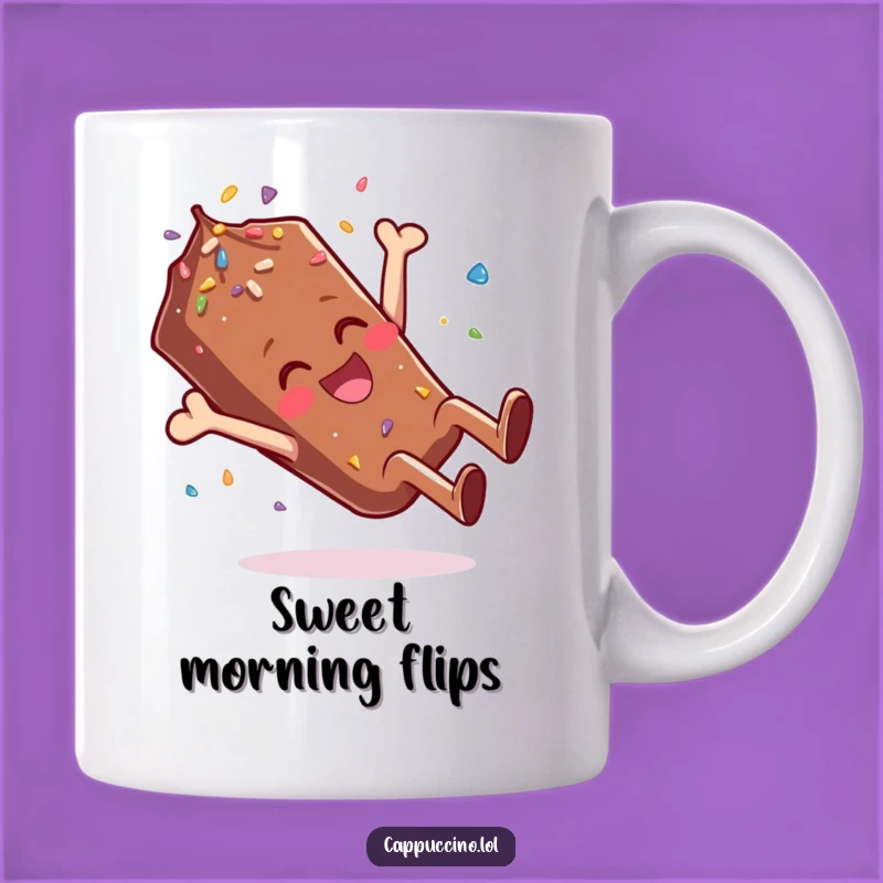 Funny Giggling Sprinkle Mug: Chocolate Somesault Character - Humorous Gift