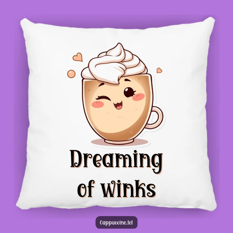 Funny Winking Cappuccino Pillow: Cozy Charm with a Playful Art Swirl Gift