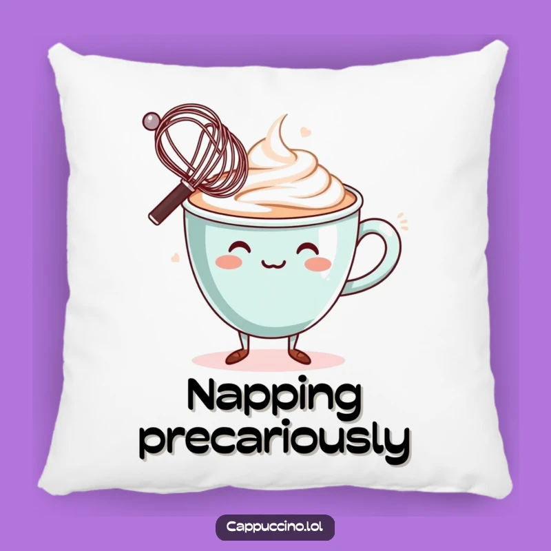 Funny Balancing Pillow: Soft Wobbly Cappuccino Cup Character Whisk Cushion