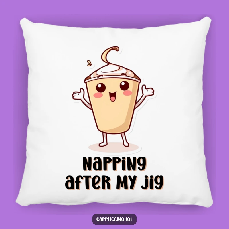 Funny Cappuccino Jig Pillow: Cozy Comfort from a Dancing Coffee Character Gift