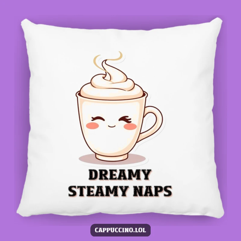 Funny Cappuccino Wink Pillow: Cozy & Cheeky Coffee Decor!