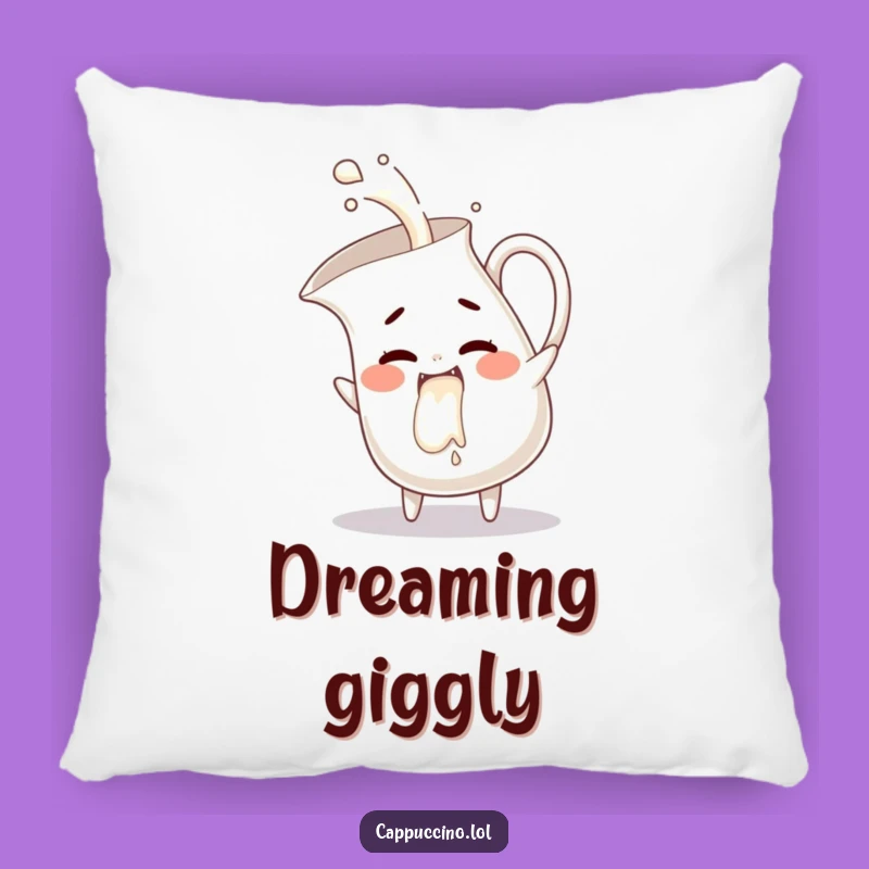 Funny Milk Pitcher Giggles Pillow: Mischievous Character Cushion, Cozy Gift