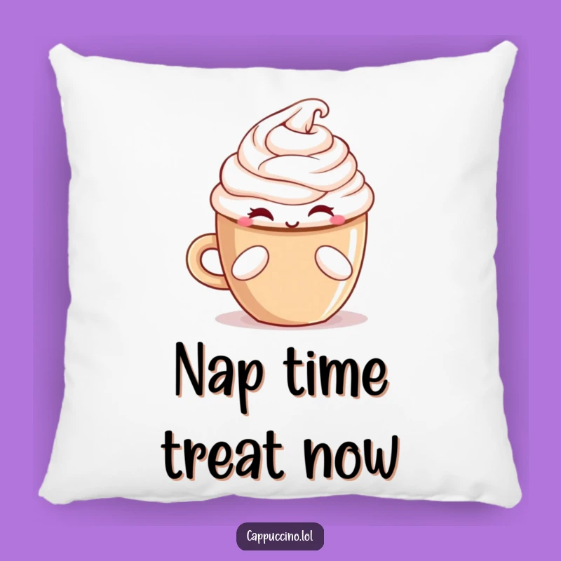 Funny Winking Cappuccino Treat Pillow - Cozy Comfort with a Wink!