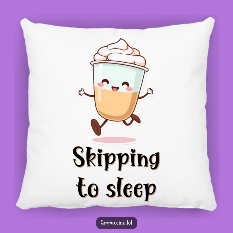 Funny Cappuccino Skip Pillow: Cozy Comfort with a Playful Coffee Character Gift
