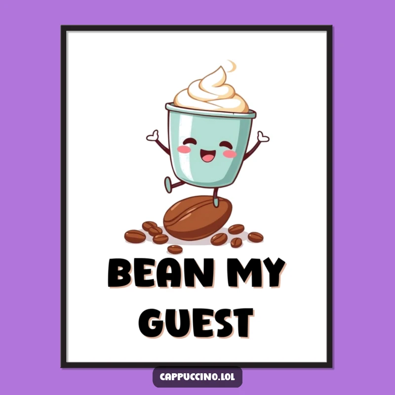Funny Cappuccino Cup Art Print - Instant Joyful Download Gift