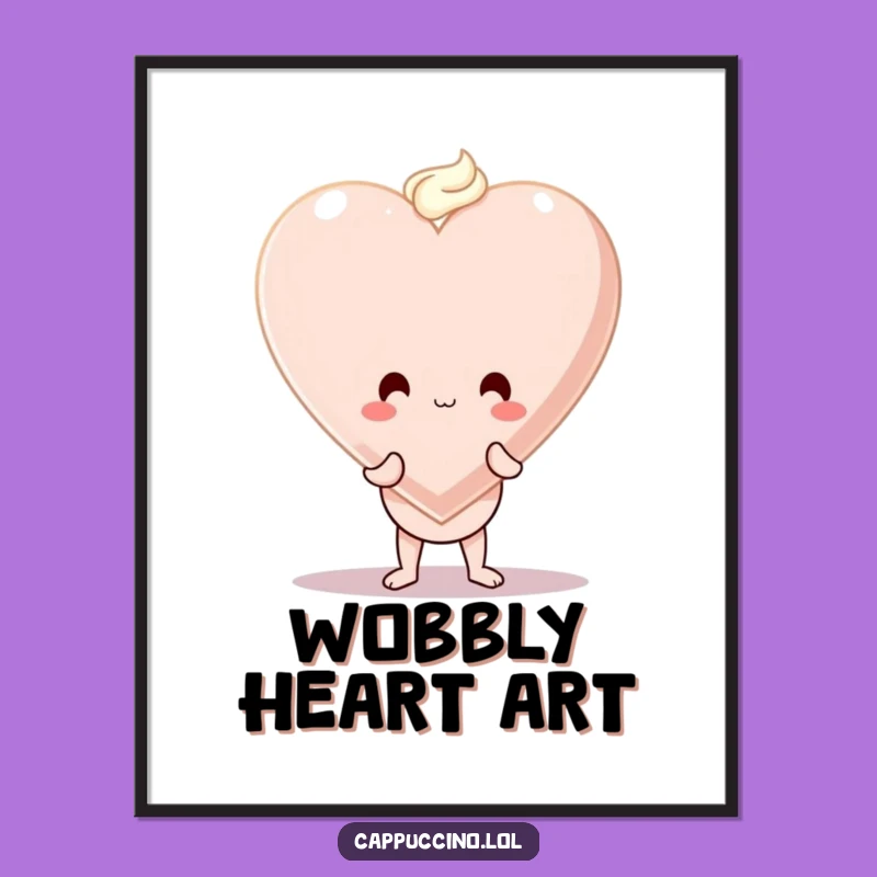 Funny Cappuccino Heart Digital Art: Instant Love, A Wobbly Coffee Character Gift