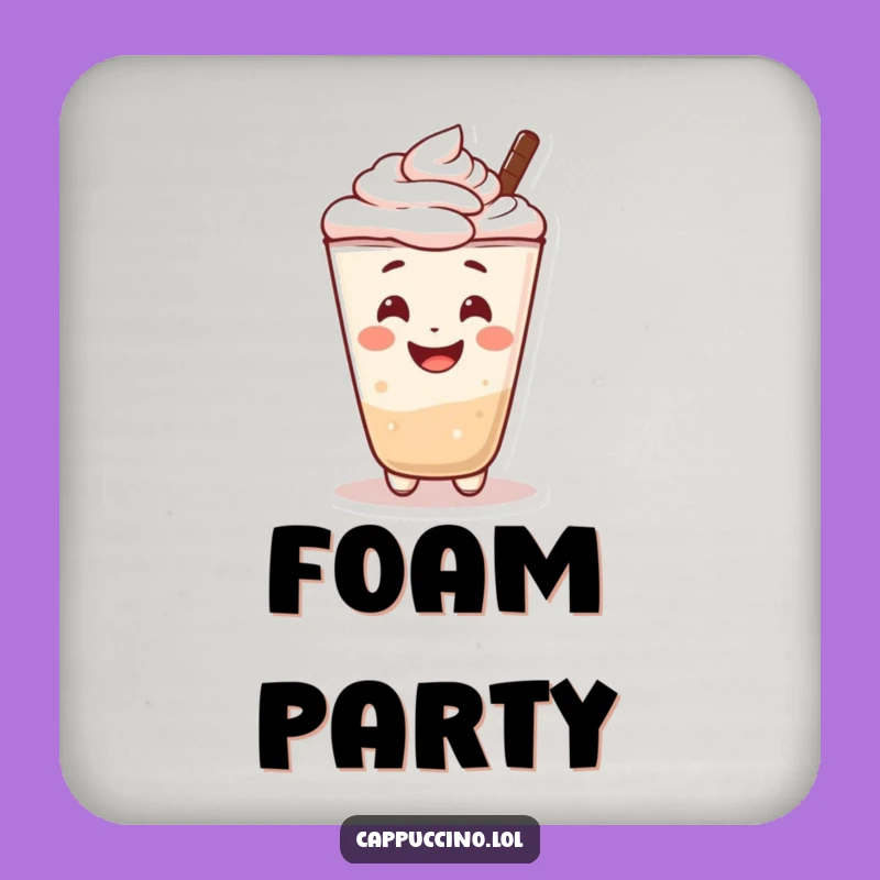 Funny Drink Coaster: Cheerful Cappuccino Smile - Protect Surfaces