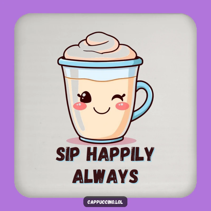 Funny Cappuccino Coaster Set: Smiling Coffee Cup Protection, Great Funny Gift