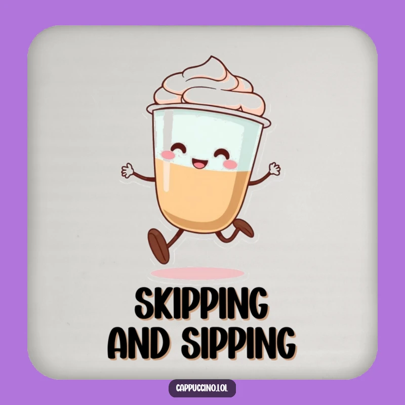 Funny Cappuccino Skip Coaster: Protect Surfaces with Playful Coffee Love Gift