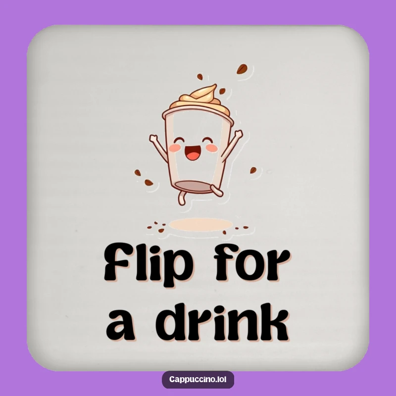 Funny Somersault Drink Coaster: Dynamic Cappuccino Cup Character Coffee Powder Set