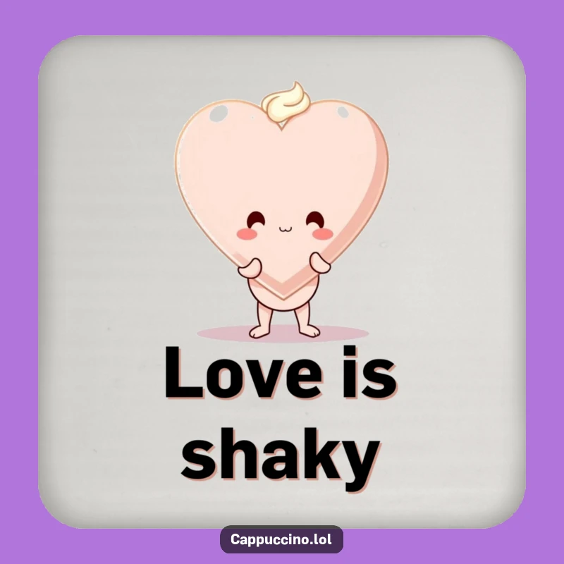 Funny Cappuccino Heart Coaster: Protect Surfaces with Wobbly Coffee Love Gift