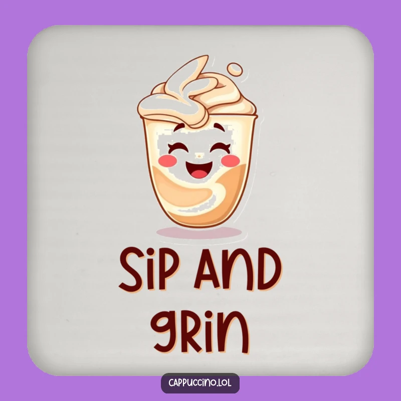 Funny Cappuccino Art Coaster: Laughing Face Swirl Protects Surfaces Gift