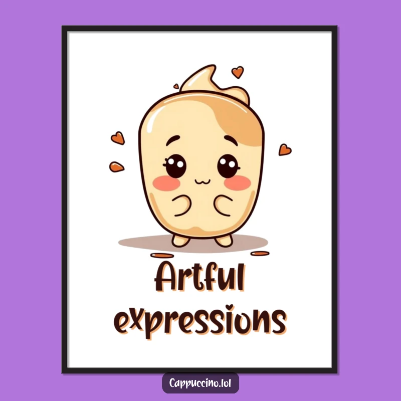 Funny Espresso Stain Poster: Silly Face Character Art, Coffee Decor Gift