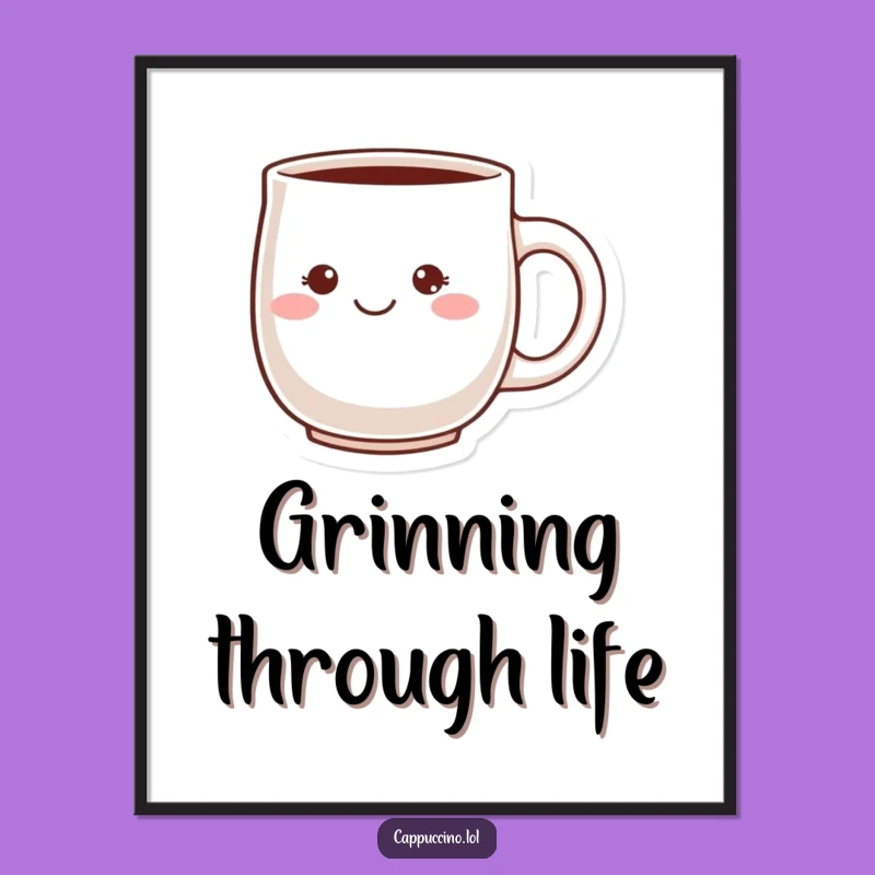 Funny Cheeky Grin Poster: Blushing Character Art, Bringing Playful Vibes, Ideal Funny Gift!