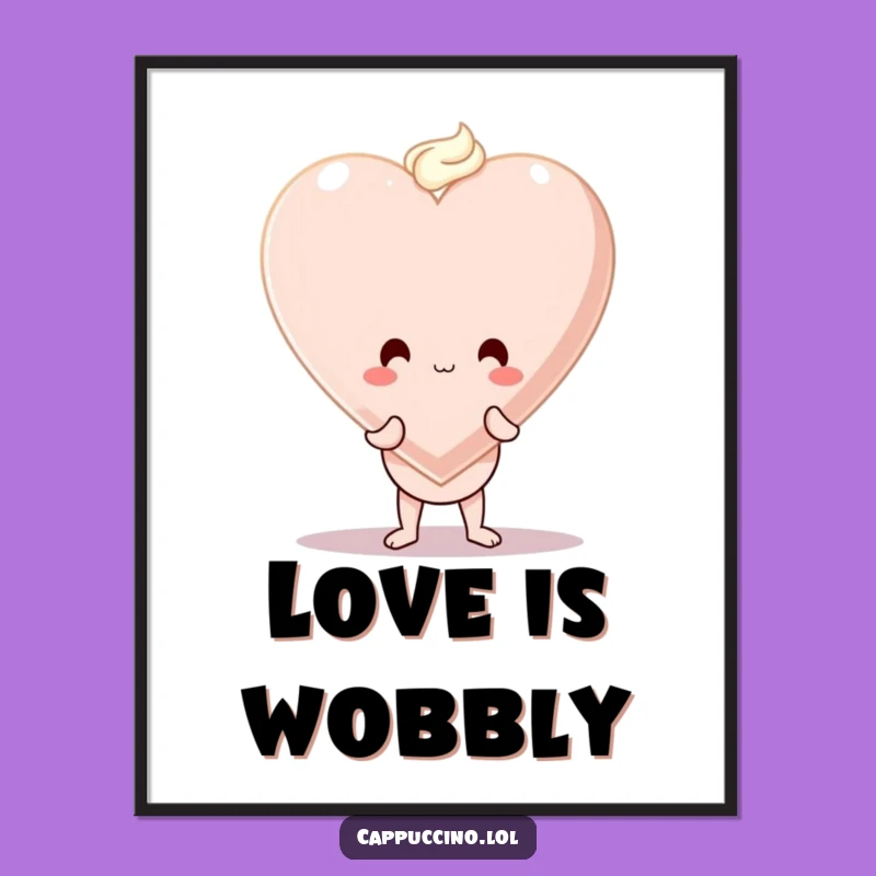 Funny Cappuccino Heart Poster: Artful Balance of Love, A Wobbly Coffee Gift