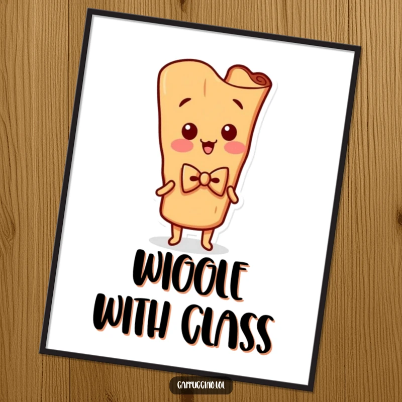 Funny Poster displays a silly cinnamon stick character wearing a bowtie and wiggling with cheerful abandon.
