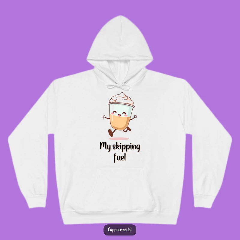 Funny Cappuccino Skip Hoodie: Comfy Steps in a Playful Coffee Character Gift