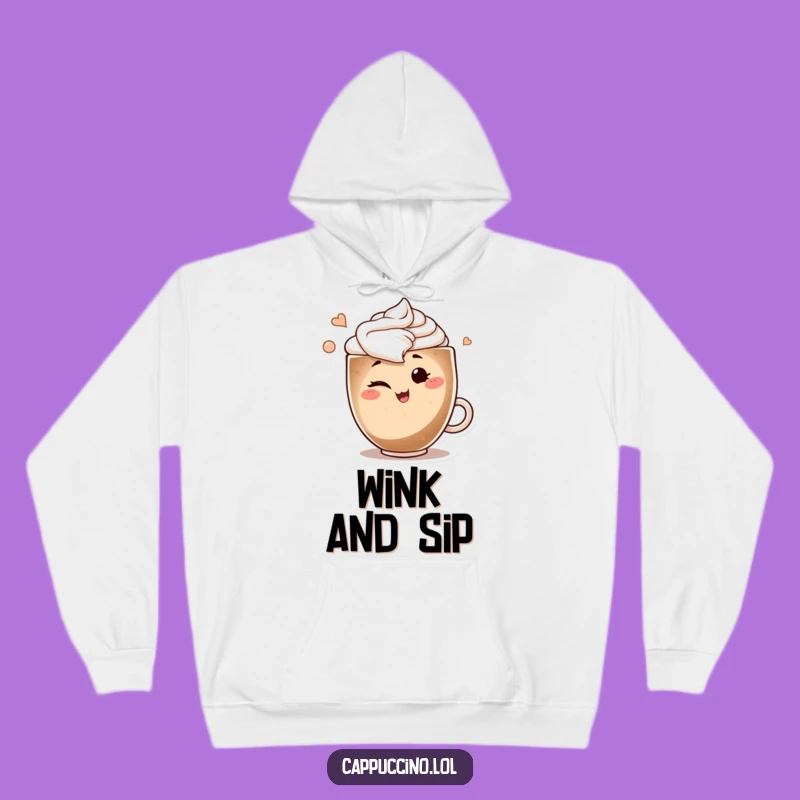 Funny Winking Cappuccino Hoodie: Cozy Charm from a Playful Art Swirl Gift