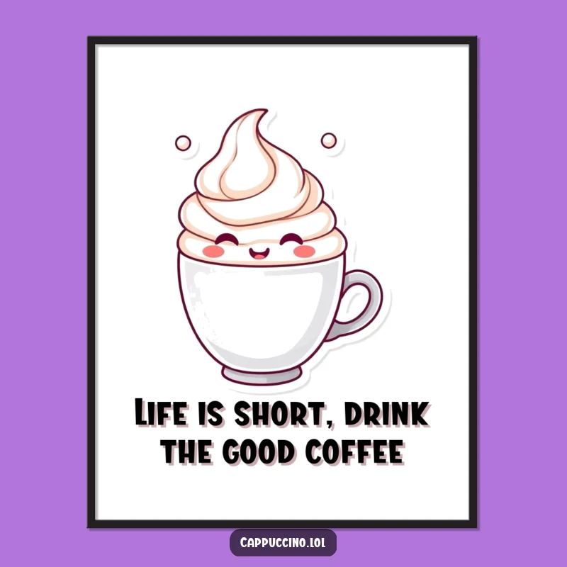 Free Printable Wall Art: Cheerful Milk Froth Swirl, Funny Downloadable Coffee Decor
