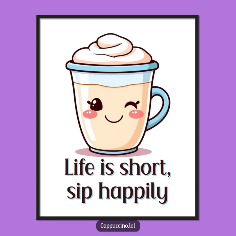 Free Printable Wall Art: Smiling Cappuccino Art - Funny Downloadable Decor