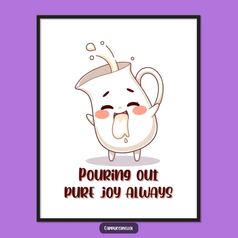 Funny Free Printable Wall Art: Giggling Milk Pitcher Character Decor