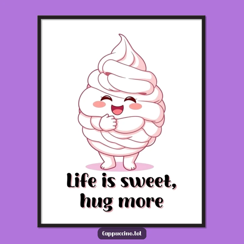 Funny Free Printable Wall Art: Whipped Cream Hug Character Sweet Decor
