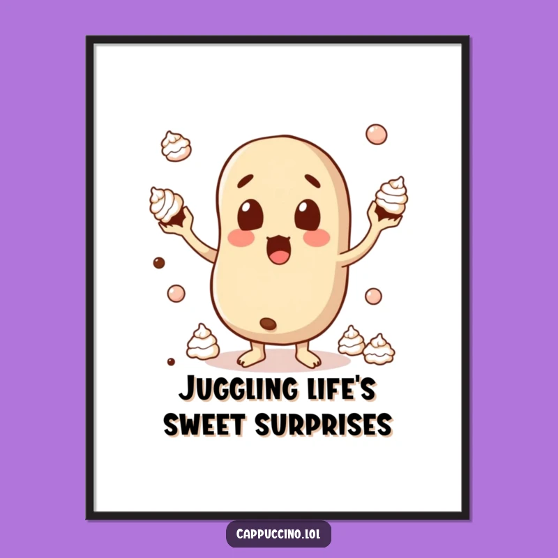 Free Printable Wall Art: Juggling Bean, Humorous Coffee Decor Download
