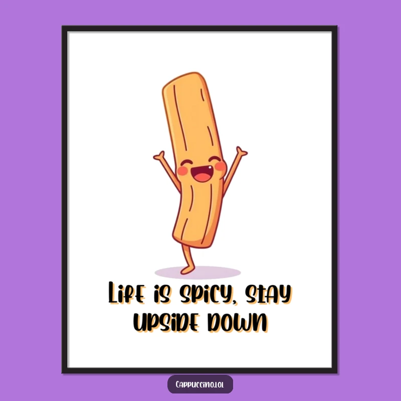 Free Printable Wall Art: Giggling Cinnamon Stick, Funny Downloadable Kitchen Decor