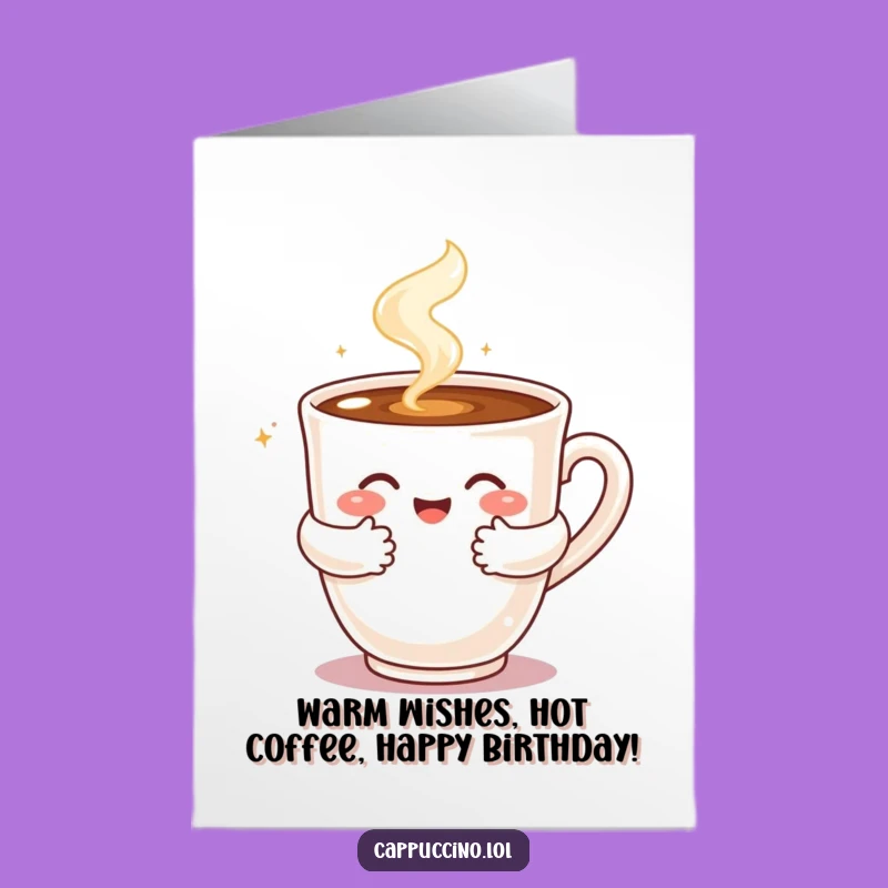 Free Printable Birthday Card: Hugging Cappuccino for Warm Wishes