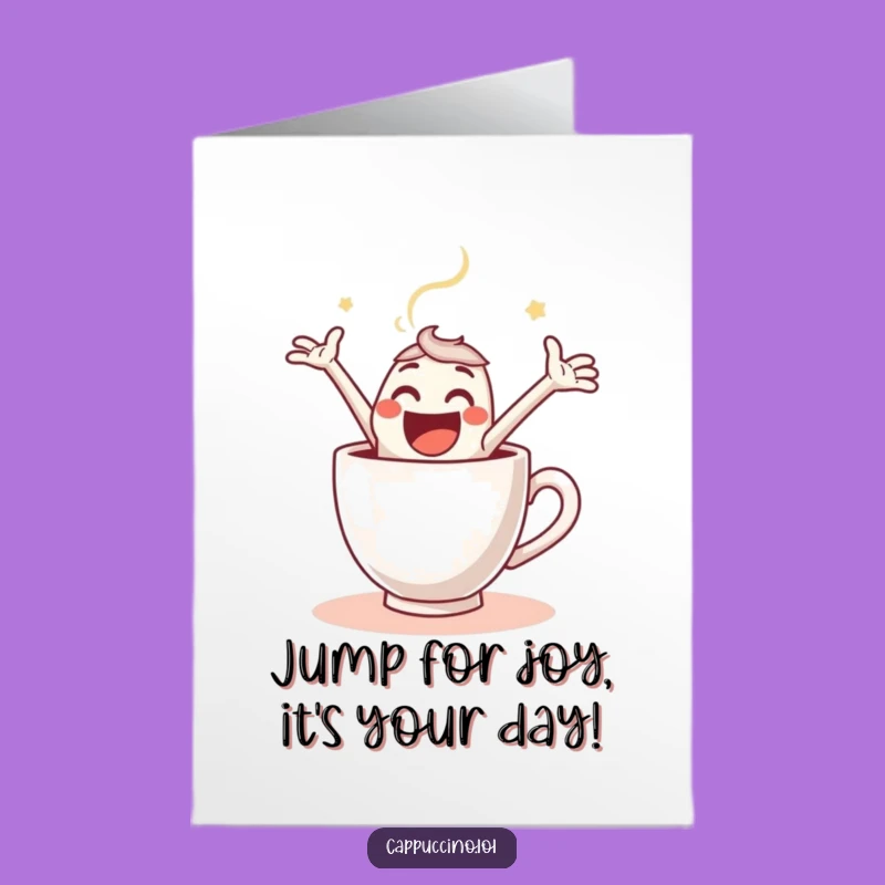 Free Printable Funny Birthday Card: Espresso Shot Leap, Energetic Downloadable Gift