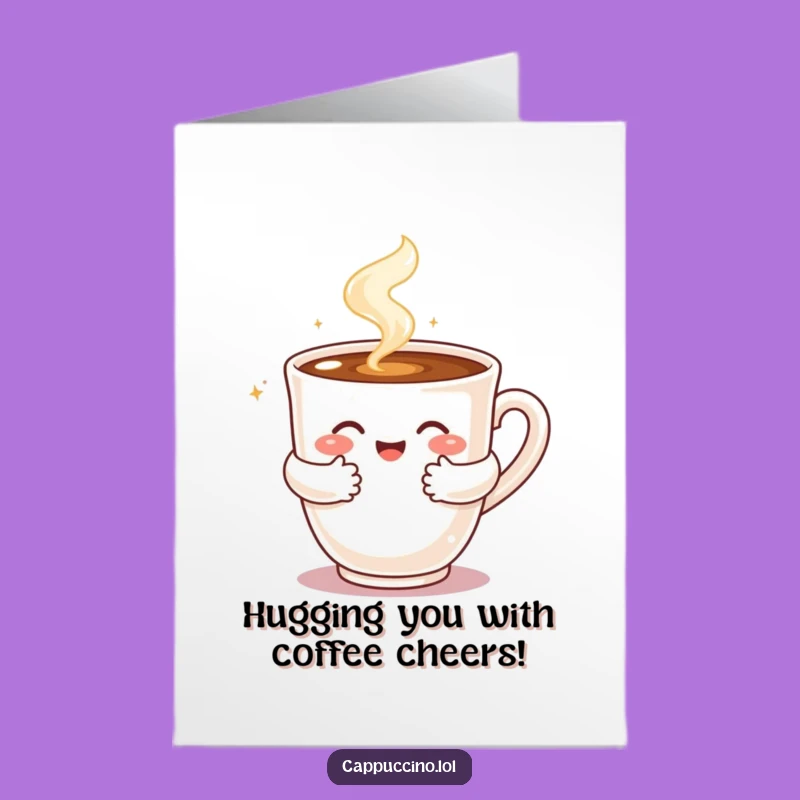 Free Printable Congrats Card: Hugging Cappuccino for Your Success