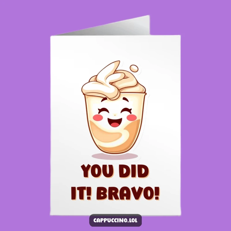 Free Printable Congrats Card: Hilarious Cappuccino Swirl Laughing Face Downloadable