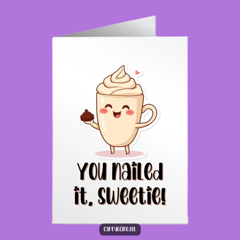 Free Printable Congrats Card: Balancing Cappuccino for Your Amazing Achievements