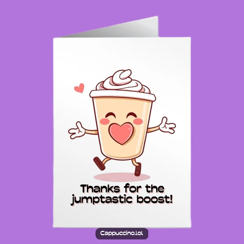 Free Printable Thank You Card: Jittery Cappuccino Expressing Gratitude, Funny Downloadable Gift!