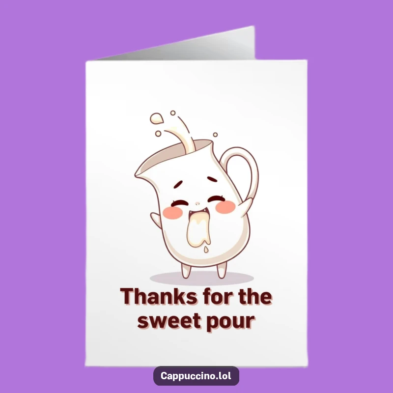 Free Printable Thank You Card: Giggling Milk Pitcher Downloadable Art