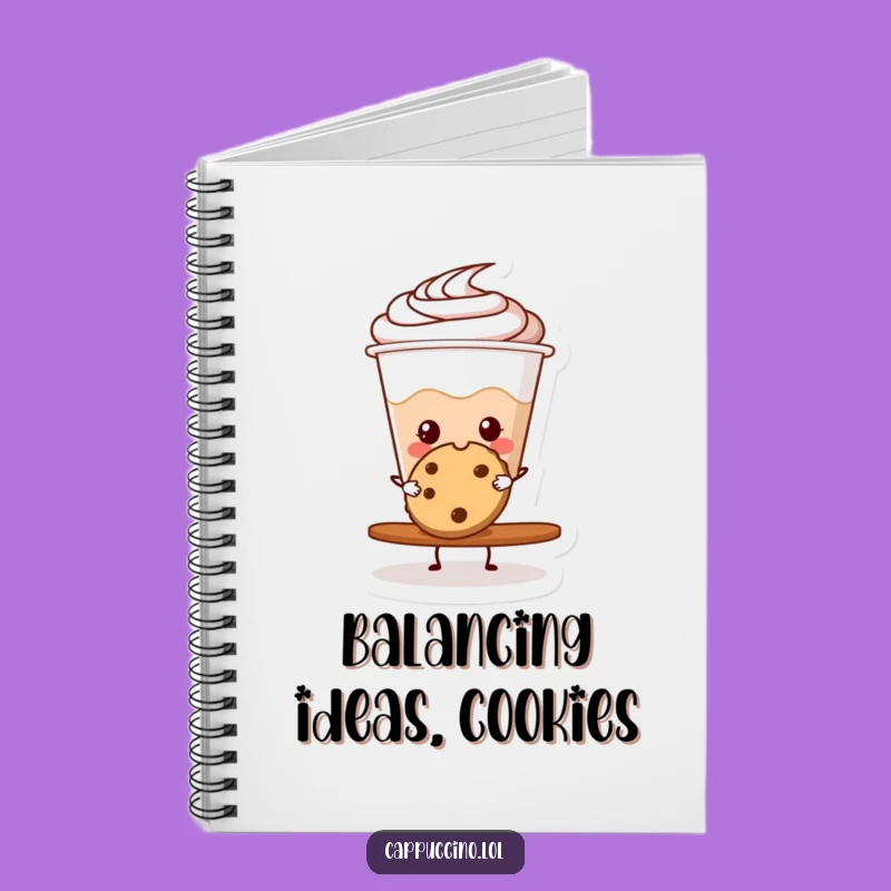 Funny Cappuccino Cookie Balance Notebook - Jot Down Ideas with a Smile!